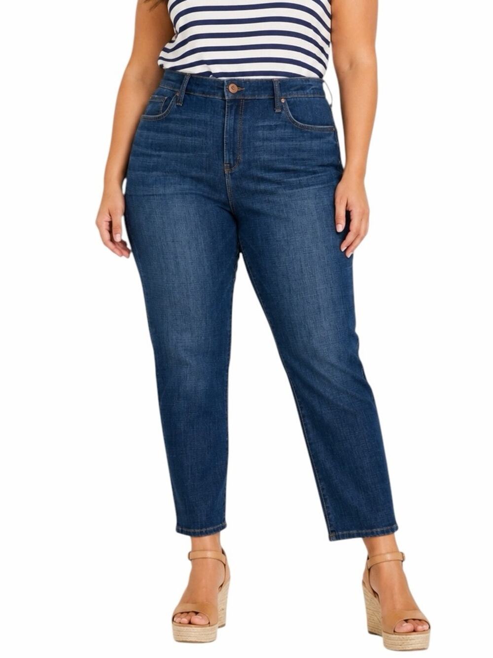 INC International Concepts Core Boyfriend Jeans Size 16 Mid Rise Medium Blue